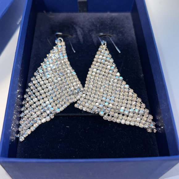 Swarovski Silver Crystal Scarf Earrings - Picture 2 of 3